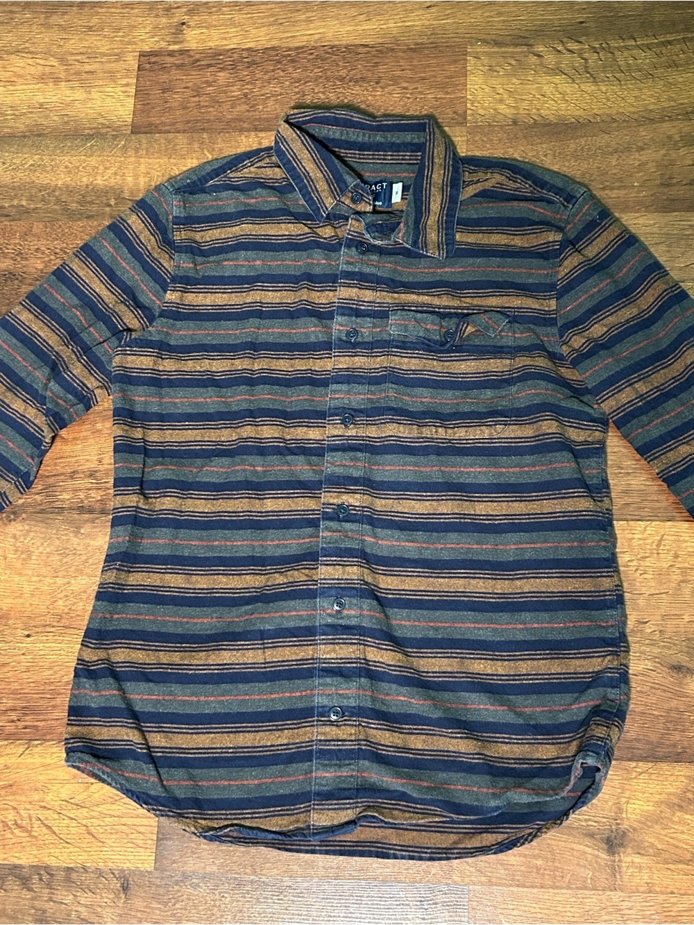 United By Blue Men's Organic Flannel Button-Down Shirt Impact Size Small Brown